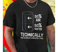 Shein Camiseta Hombre 50 Percent Air 50 Percent Water Technically The Glass Is Completely Full Divertida Algodón Moda Casual Regalo Original Estilo Juvenil