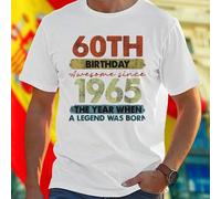 Shein Camiseta Hombre 60th Birthday Awesome Since 1965 The Year When A Legend Was Born Regalo Original Para Cumpleaños Moda Casual Estilo Exclusivo Oferta E