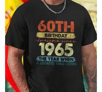 Shein Camiseta Hombre 60th Birthday Awesome Since 1965 The Year When A Legend Was Born Regalo Original Para Cumpleaños Moda Casual Estilo Exclusivo Oferta E
