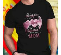 Shein Camiseta Hombre A big piece of my Heart lives in Heaven and she is my MOM Regalo Sentimental Día de la Madre Algodón Cómoda Ocasión Especial Moda Casu