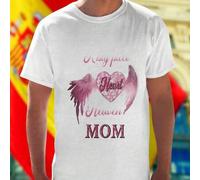 Shein Camiseta Hombre A big piece of my Heart lives in Heaven and she is my MOM Regalo Sentimental Día de la Madre Algodón Cómoda Ocasión Especial Moda Casu
