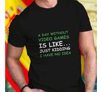 Shein Camiseta Hombre A Day Without Video Games Idea Algodón Cómoda Regalo Para Gamers Ropa Casual Oferta Especial Moda Juvenil Promoción Exclusiva