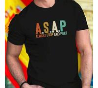 Shein Camiseta Hombre A S A P Always Stop And Pray Algodón Casual Juvenil Confort Moda Exclusiva Inspiradora Nueva Oferta Especial Promoción Juvenil Idea R