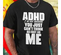 Shein Camiseta Hombre ADHD I m not random You just can t think as fast as me Algodón Divertida Frase Juvenil Moda Casual Regalo Original Oferta Exclusiva