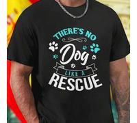 Shein Camiseta Hombre Algodón THERE S NO Dog LIKE A RESCUE Diseño Original Amante Perros Regalo Mascota Oferta Exclusiva Promoción Limitada Ropa Moderna Con
