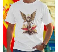 Shein Camiseta Hombre Archangel Defeating Fallen Angel With Flaming Wings And Scales Of Justice Moda Casual Exclusiva Oferta Especial Regalo Original Estilo
