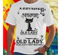 Shein Camiseta Hombre ASSUMING I M JUST AN OLD LADY WAS YOUR FIRST MISTAKE Divertida Moda Casual Regalo Original Diseño Exclusivo Ropa Verano Estilo Street
