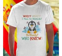 Shein Camiseta Hombre Attitude Penguin Moda Casual Verano Estilo Urbano Algodón Cómoda Juvenil Oferta Exclusiva Regalo Original Nueva Promoción Limitada