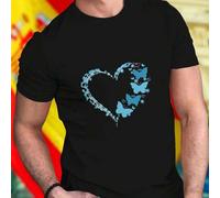 Shein Camiseta Hombre Azul Blue Heart Butterfly Estilo Moderno Diseño Exclusivo Verano Casual Suave Cómoda Ligera Ideal Regalo Original Calidad Premium Of