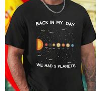 Shein Camiseta Hombre Back In My Day We Had 9 Planets Mercury Venus Earth Mars Jupiter Saturn Uranus Neptune Pluto Algodón Cómoda Estilo Retro Diseño Divert