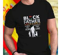Shein Camiseta Hombre BLACK FATHER A SON S FIRST HERO A DAUGHTER S FIRST LOVE Regalo Día del Padre Moda Casual Algodón Cómoda Ocasional Estilo Familiar Idea