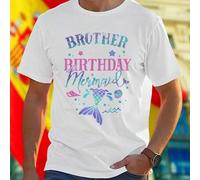Shein Camiseta Hombre BROTHER of the BIRTHDAY Mermaid Regalo Original Divertido para Hermano Diseño Exclusivo Moda Casual Juvenil Oferta Especial Cumpleaños