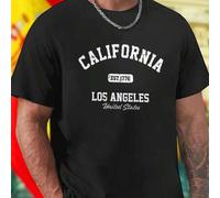 Shein Camiseta Hombre CALIFORNIA EST 1776 LOS ANGELES United States Moda Casual Juvenil Verano Ropa Cómoda Urbana Oferta Imperdible Precio Especial