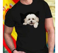 Shein Camiseta Hombre Casual Cute White Fluffy Dog Peeking Through Cat Shaped Frame Diseño Ãnico Juvenil Ligera Cómoda Regalo Oferta Especial Moda Juveni