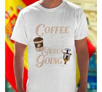 Shein Camiseta Hombre Coffee Gets Me Started Jesus Keeps Me Going Moda Cristiana Juvenil Casual Regalo Original Exclusiva Confort Suave Ideal Para Regalar