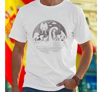 Shein Camiseta Hombre Cryptids Monsters Under the Moon Moda Casual Original Estilo Único Ropa Juvenil Diseño Exclusivo Regalo Ideal