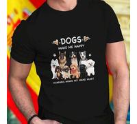 Shein Camiseta Hombre DOGS MAKE ME HAPPY HUMANS MAKE MY HEAD HURT Moda Divertida Regalo Original para Amantes de Perros Casual Cómoda Idea Popular Oferta E