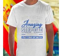Shein Camiseta Hombre DTF Happy Fathers Day to my Amazing Step Dad Thanks For Putting Up With My Mom Regalo Original para Padrastro Divertida Ropa Casual Id