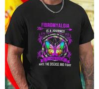 Shein Camiseta Hombre FIBROMYALGIA IS A JOURNEY I NEVER PLANNED OR ASKED FOR BUT I CHOOSE TO LOVE LIFE HATE THE DISEASE AND FIGHT Moda Inspiradora Regalo Or