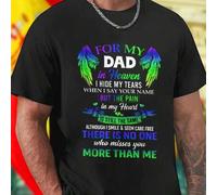 Shein Camiseta Hombre FOR MY DAD in Heaven HIDE MY TEARS Moda Casual Emotiva Regalo Especial Recuerdo para Papá Oferta Exclusiva