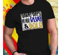 Shein Camiseta Hombre Game Days We Wear Blue And Gold Algodón Suave Casual Moda Deportiva Juvenil Cómoda Oferta Especial Regalo Ideal