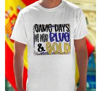 Shein Camiseta Hombre Game Days We Wear Blue And Gold Algodón Suave Casual Moda Deportiva Juvenil Cómoda Oferta Especial Regalo Ideal
