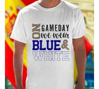 Shein Camiseta Hombre Gameday We Wear Blue and White Moda Casual Juvenil Deporte Estilo Urbano Alta Calidad Oferta Exclusiva Regalo Ideal