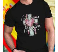 Shein Camiseta Hombre God is Good All the Time Algodón Casual Moderna Inspiradora Frase Cristiana Moda Cómoda Regalo Original para Fitness Diario Oferta Exc