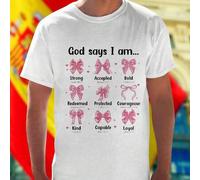 Shein Camiseta Hombre God Says I Am Strong Accepted Bold Redeemed Protected Courageous Kind Capable Loyal Estilo Casual Moda Exclusiva Inspiradora Regalo Pr