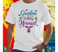 Shein Camiseta Hombre Grandma Of The Birthday Mermaid Regalo Divertido Fiesta Cumpleaños Ropa Casual Oferta Especial Idea Original Para Abuela Sorprende En