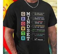 Shein Camiseta Hombre Growth Mindset I Can Learn From My Mistakes I Can Improve By Working Hard I Will Never Give Up Original Diseño Moda Casual Cómoda Rega
