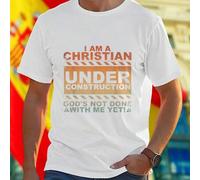 Shein Camiseta Hombre I AM A CHRISTIAN UNDER CONSTRUCTION GODS NOT DONE WITH ME YET Ropa Cristiana Casual Inspiradora Confortable Suave Transpirable Oferta