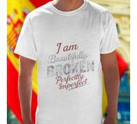 Shein Camiseta Hombre I Am Beautifully Broken Perfectly Imperfect Moda Casual Algodón Estilo Único Cómoda Regalo Original Ropa Juvenil Oferta Exclusiva Dise