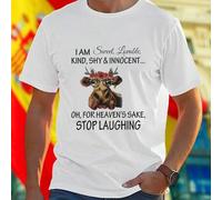 Shein Camiseta Hombre I AM Sweet Lovable Kind Shy Innocent OH FOR HEAVEN S SAKE STOP LAUGHING Divertida Algodón Suave Moda Casual Regalo Original Oferta Exc