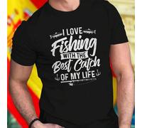 Shein Camiseta Hombre I Love Fishing With The Best Catch Of My Life Regalo Original para Pescadores Ropa Casual Moderna Divertida Idea para Pareja Oferta Ex