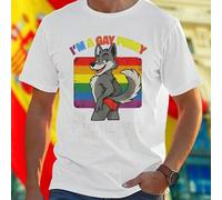 Shein Camiseta Hombre I M A GAY FURRY AND IF YOU ASK NICELY I MIGHT LIFT MY TAIL divertida original fiesta moda regalo única oferta especial cómoda