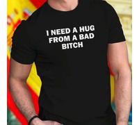 Shein Camiseta Hombre I NEED A HUG FROM A BAD Estilo Urbano Moda Juvenil Casual Regalo Divertido Cómoda Oferta Exclusiva Nueva Llegada
