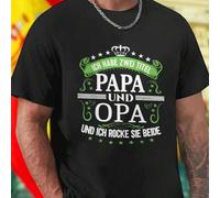 Shein Camiseta Hombre ICH HABE ZWEI TITEL PAPA UND OPA UND ICH ROCKE SIE BEIDE Regalo Original para Papá y Abuelo Moda Casual Sorpresa para Día del Padre Cu