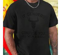 Shein Camiseta Hombre IF GENDERS CONFUSE YOU GO MILK A BULL Algodón Casual Juvenil Moda Divertida Regalo Original Ropa Cómoda Oferta Especial Calidad Premi