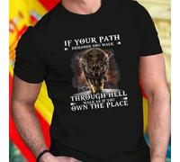 Shein Camiseta Hombre IF YOUR PATH DEMANDS YOU WALK THROUGH HELL WALK AS IF YOU OWN THE PLACE Algodón Cómoda Moda Urbana Inspiradora Regalo Exclusivo Ofer