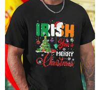 Shein Camiseta hombre IRISH You a MERRY Christmas divertida casual regalo original navidad fiesta oferta especial camiseta navideña ideal moda hombres