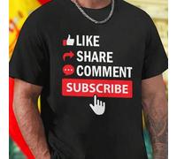 Shein Camiseta Hombre Like Share Comment Subscribe Moda Urbana Juvenil Estilo Moderno Regalo Exclusivo Influencers Oferta Limitada Imprescindible Fans Promo