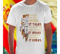 Shein Camiseta Hombre Listen To The Wind It Talks Listen To The Silence It Speaks Listen To Your Heart It Knows Algodón Moda Juvenil Casual Outfit Diario Re