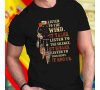 Shein Camiseta Hombre Listen To The Wind It Talks Listen To The Silence It Speaks Listen To Your Heart It Knows Algodón Moda Juvenil Casual Outfit Diario Re