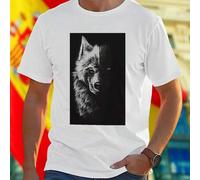 Shein Camiseta Hombre Moda Juvenil Wolf Half Light Half Shadow Blue Eye Algodón Suave Diseño Exclusivo Oferta Especial Regalo Ideal Casual