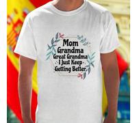 Shein Camiseta Hombre Mom Grandma Great Grandma I Just Keep Getting Better Regalo Original Día de la Madre Abuela Familia Moda Casual Divertida Oferta Espec