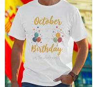 Shein Camiseta Hombre October is my Birthday Yes the Whole Month Cumpleaños Divertida Moda Casual Edición Limitada Oferta Especial Alta Calidad Regalo Orig