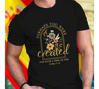Shein Camiseta Hombre Perhaps You Were Created for Such a Time as This Esther 4 14 Moda Casual Algodón Cómoda Ideal para Regalo Inspiradora Exclusiva Alta C