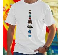 Shein Camiseta Hombre Planets of the Solar System Illustration Estilo Moderno Espacio Cósmico Regalo Original Moda Casual Verano Oferta Exclusiva