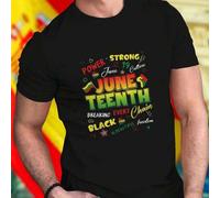 Shein Camiseta Hombre POWER STRONG 19 June Culture JUNE TEENTH BREAKING EVERY Chain BLACK IS BEAUTIFUL freedom Moda Urbana Casual Algodón Cómoda Estilo Excl